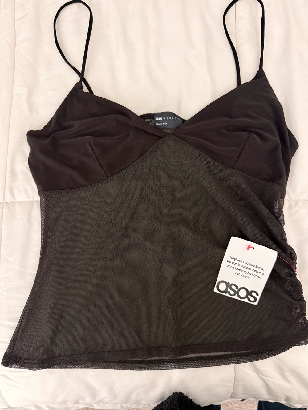 ASOS Black Mesh Camisole with Built-In Cups